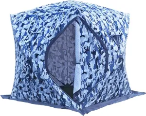 Camping Tent Ice Fishing Tent Winter Warm Tent 3 Seasons Windproof for Outdoor Camping Hiking Traveling Climbing and Fishing Quick Setup 4-Person Triangle Canvas Little Surprise, Blue
