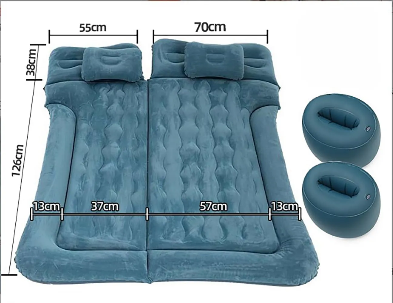 Car Air Mattress for Land Rover Defender 5seats 2-Door 2020-2024, Trunk Rear Seat Inflatable Thickened Flocking Travel Camping Bed, Air Pump 2 Pillows,Dark Green