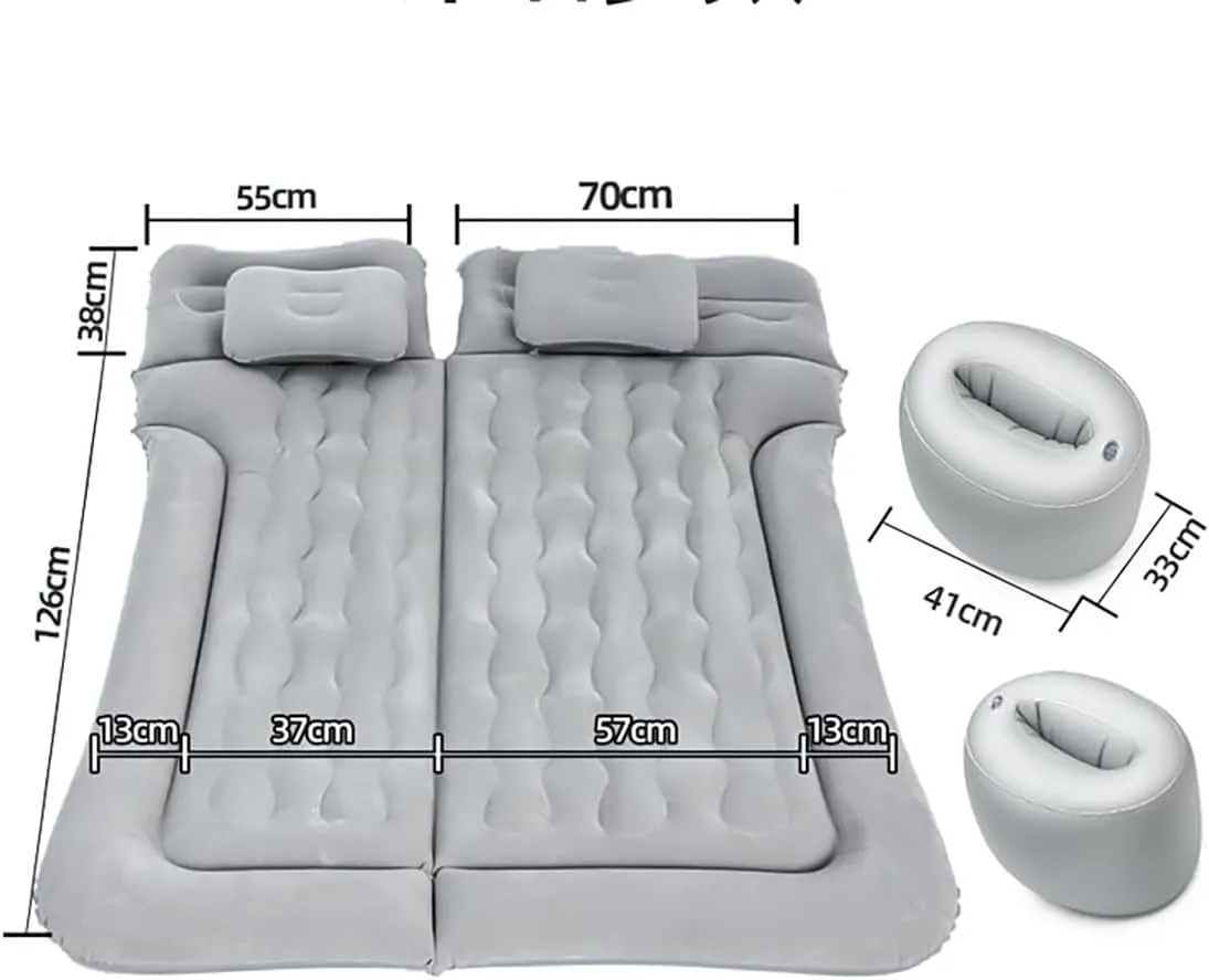 Car Air Mattress for Linco Aviator(6seats with armrest) 2020-2024, Trunk Rear Seat Inflatable Thickened Flocking Travel Camping Bed, Air Pump 2 Pillows,Grey