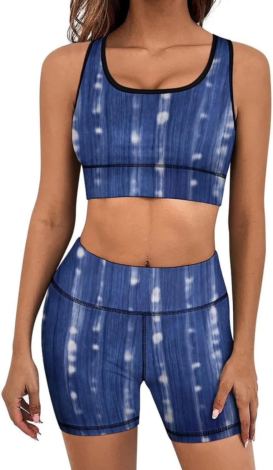 Cartoon Starfish Womens Workout Sets 2 Pieces Matching Yoga Gym Set Crop Tank High Waist Shorts
