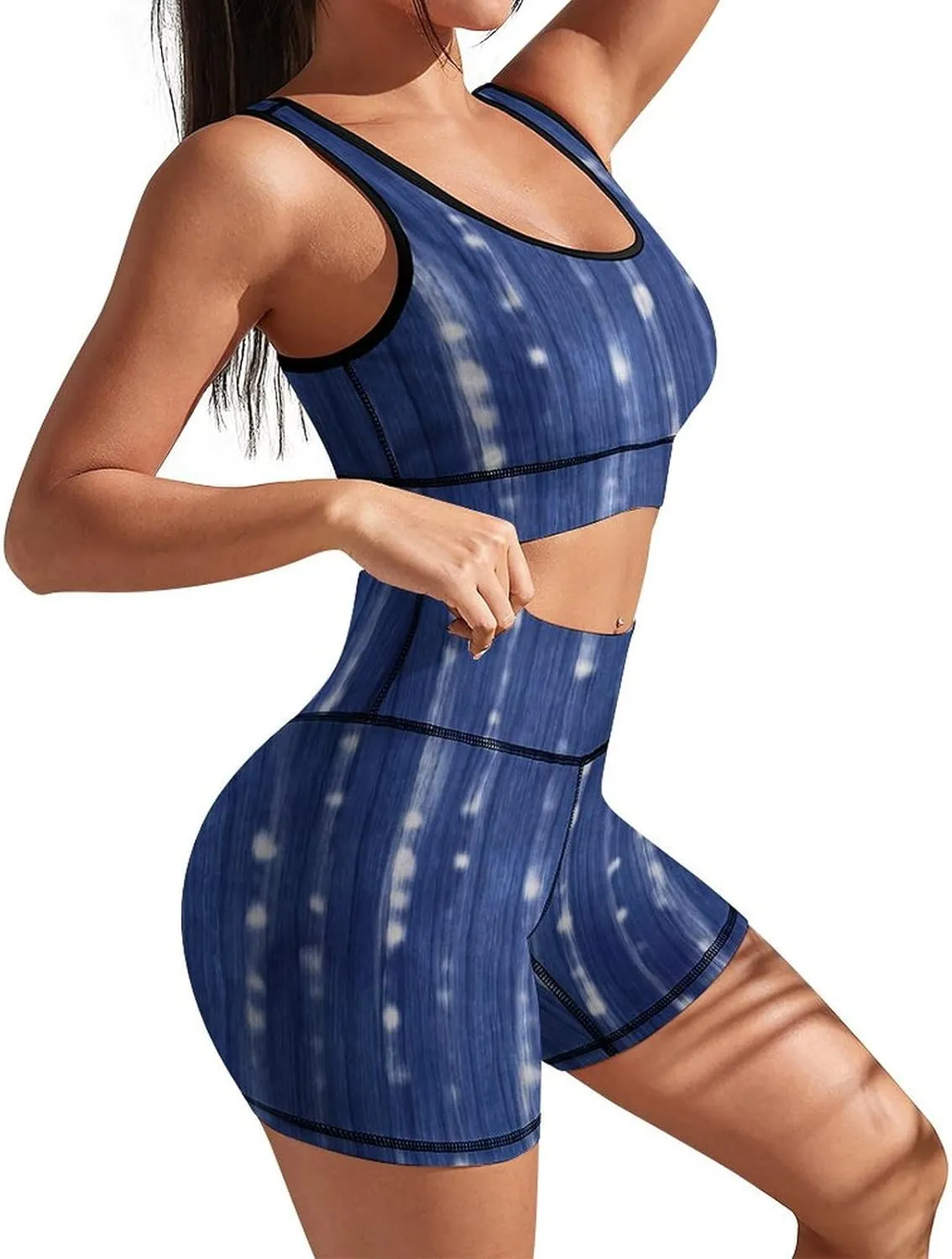 Cartoon Starfish Womens Workout Sets 2 Pieces Matching Yoga Gym Set Crop Tank High Waist Shorts