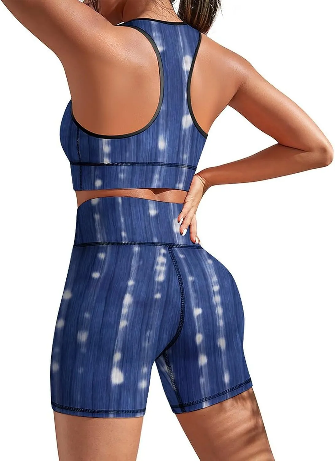 Cartoon Starfish Womens Workout Sets 2 Pieces Matching Yoga Gym Set Crop Tank High Waist Shorts