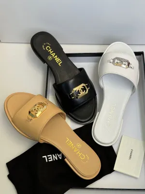 CH Open Toe Plain Formal Style Logo Shoes