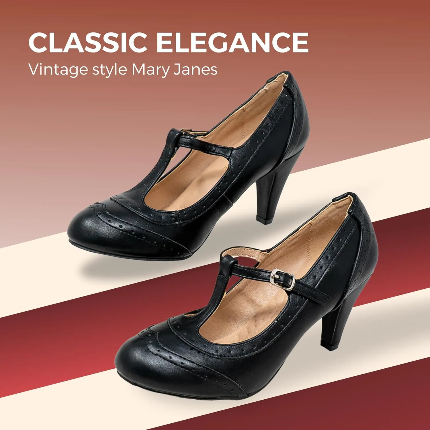 Chase & Chloe Lace-Up Vintage Cut-Out Women's Heeled Oxford
