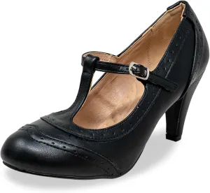 Chase & Chloe Lace-Up Vintage Cut-Out Women's Heeled Oxford