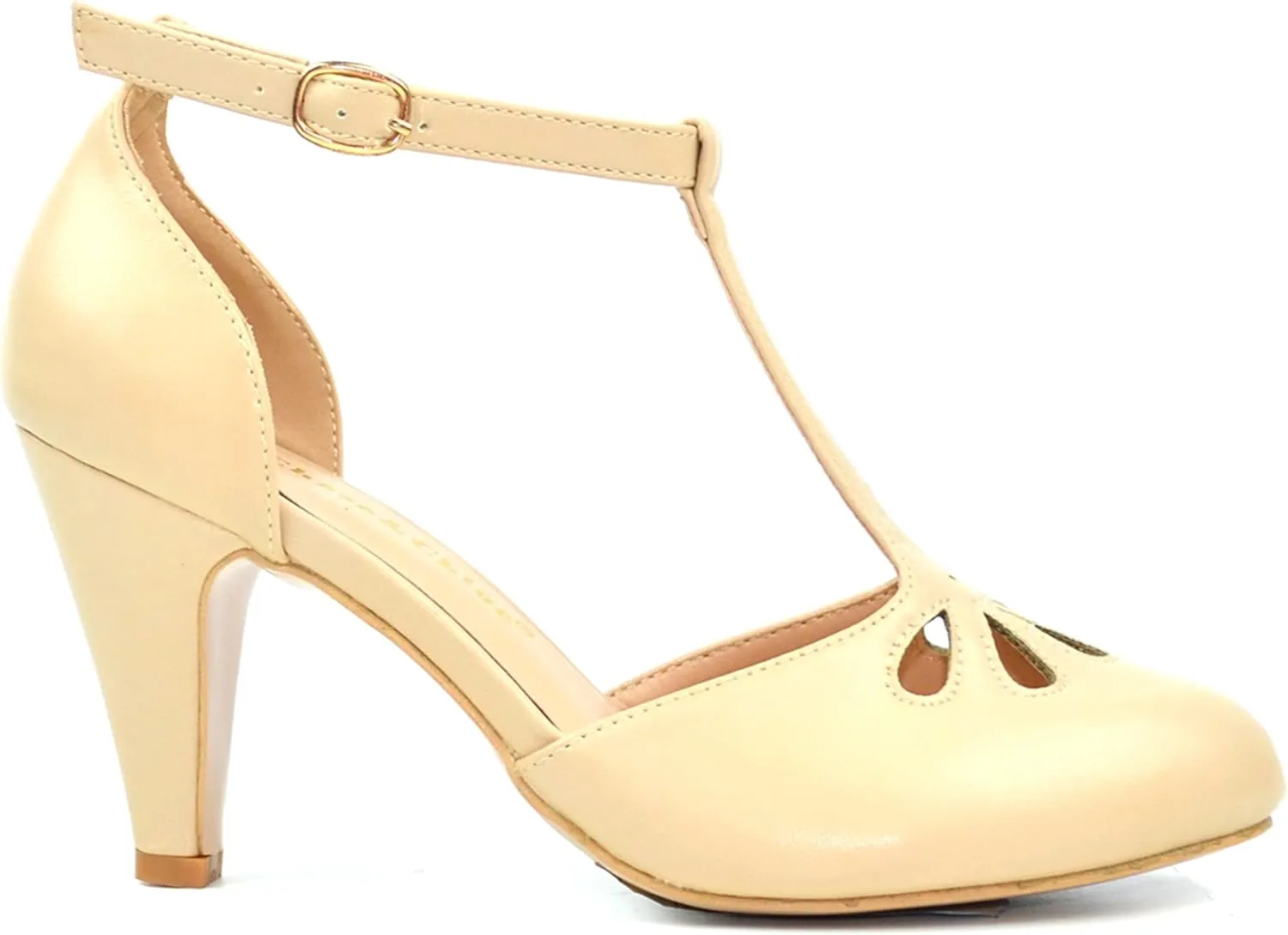 Chase & Chloe Women Mary Jane Oxford Pumps - Cute Low Kitten Heels - Retro Round Toe Shoe with Ankle Strap