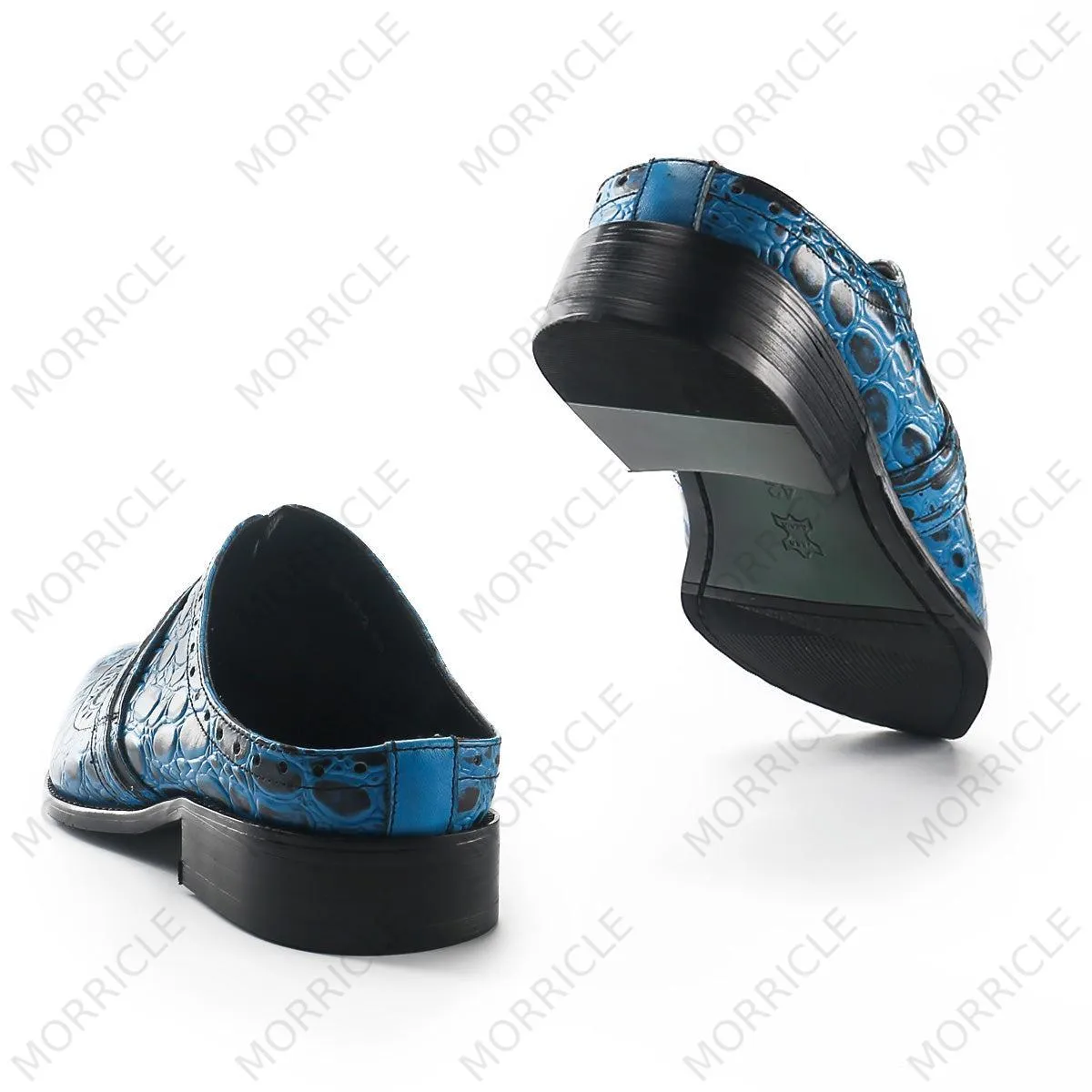 Chic Blue Full Strap Mule with Unique Print