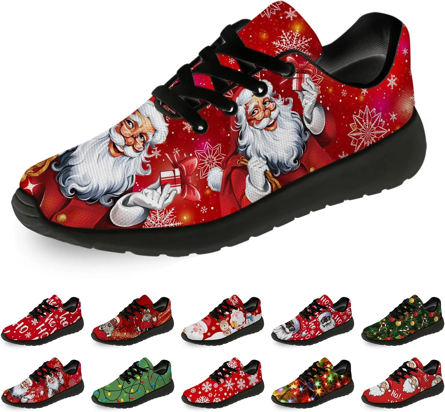 Christmas Shoes for Women Men Running Comfort Lightweight Walking Tennis Sneakers Santa Shoes Gifts for Boy Girl