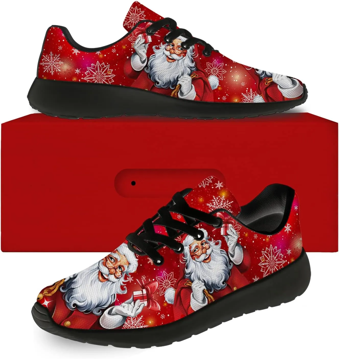 Christmas Shoes for Women Men Running Comfort Lightweight Walking Tennis Sneakers Santa Shoes Gifts for Boy Girl