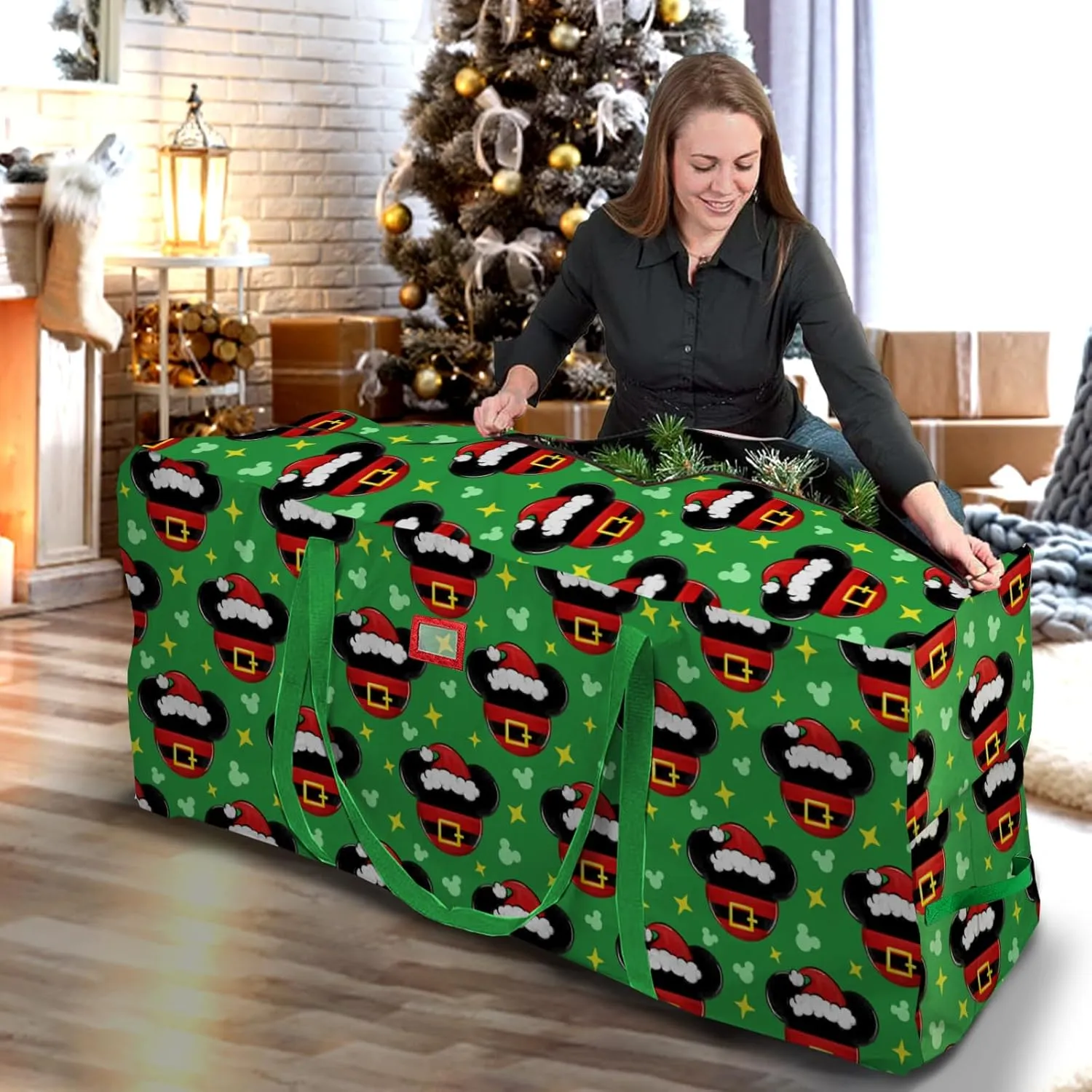 Christmas Tree Storage Bag, Large Oxford Storage Container for 7.5 Ft Disassembled Tree, Green Xmas Holiday Tree Case with Reinforced Carry Handles and Dual Zippers 48×15×20 inch