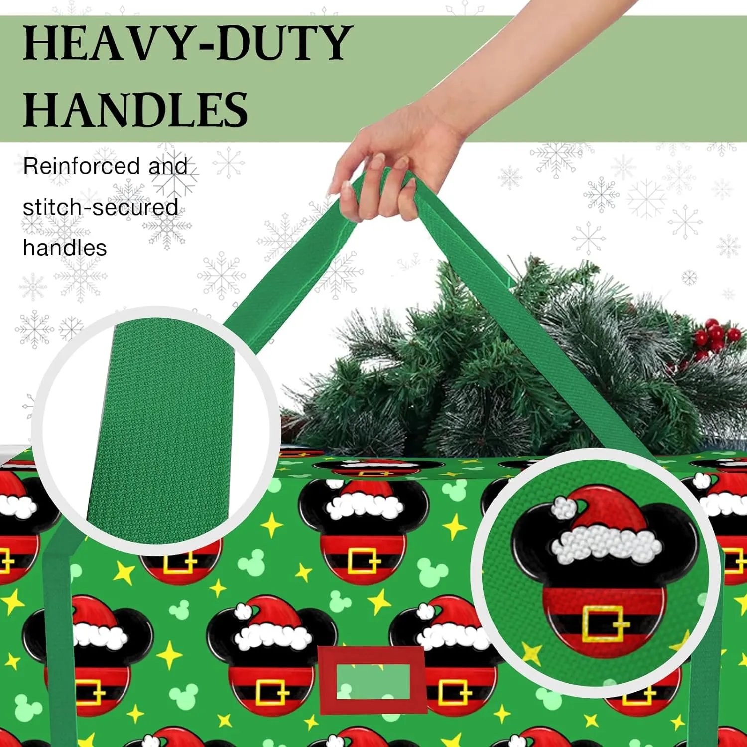 Christmas Tree Storage Bag, Large Oxford Storage Container for 7.5 Ft Disassembled Tree, Green Xmas Holiday Tree Case with Reinforced Carry Handles and Dual Zippers 48×15×20 inch