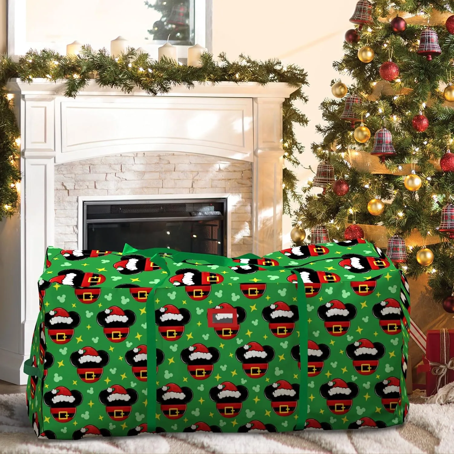 Christmas Tree Storage Bag, Large Oxford Storage Container for 7.5 Ft Disassembled Tree, Green Xmas Holiday Tree Case with Reinforced Carry Handles and Dual Zippers 48×15×20 inch