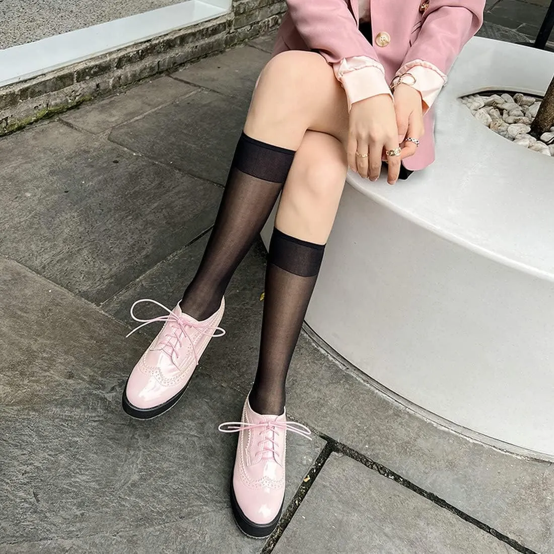 ClassicSter Women's Platform Lace Up Patent Leather Wingtips Round Toe Casual Oxford Shoes Brogues