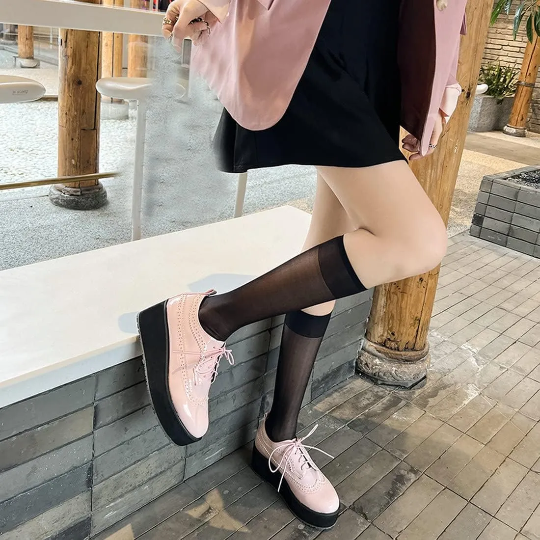 ClassicSter Women's Platform Lace Up Patent Leather Wingtips Round Toe Casual Oxford Shoes Brogues