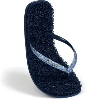 CLEANUP Flip Flops | Flat Shine Blue | Exfoliating, Massaging and Relaxing | Comfortable & Lightweight Thong Sandals | 100% Vegan Recyclable Fibers |