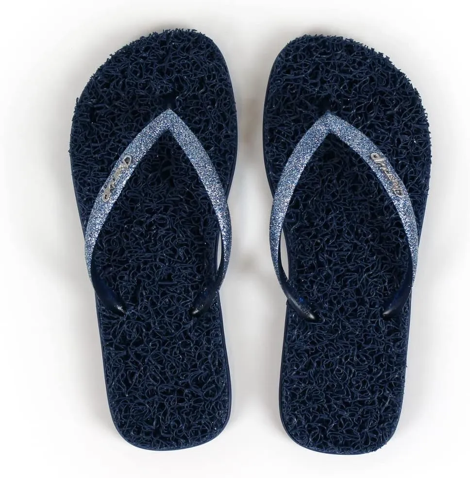 CLEANUP Flip Flops | Flat Shine Blue | Exfoliating, Massaging and Relaxing | Comfortable & Lightweight Thong Sandals | 100% Vegan Recyclable Fibers |