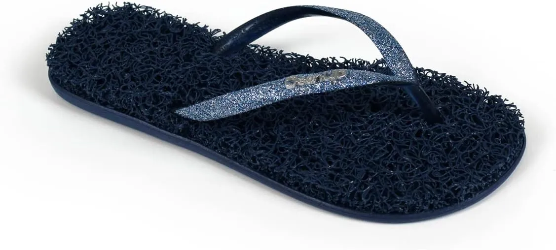 CLEANUP Flip Flops | Flat Shine Blue | Exfoliating, Massaging and Relaxing | Comfortable & Lightweight Thong Sandals | 100% Vegan Recyclable Fibers |