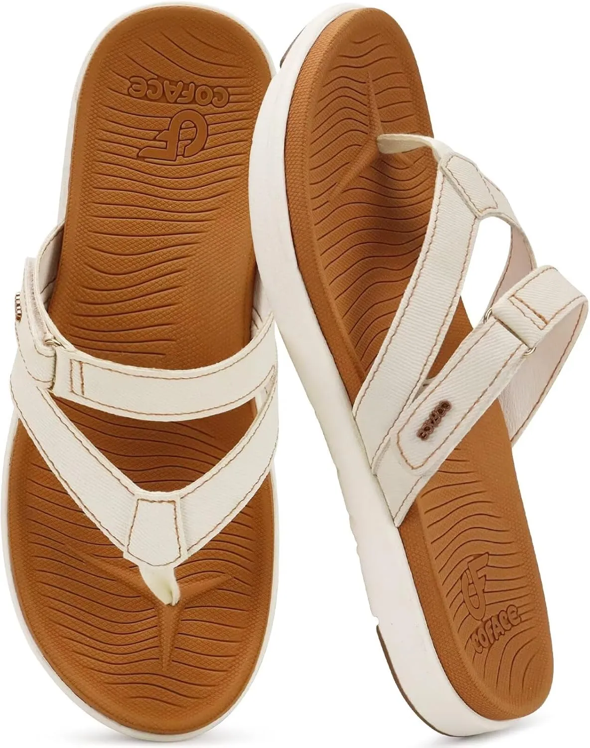 COFACE Womens Fashion Orthotic Flip Flops Ladies Slip On Lightweight Athletic Yoga Mat Cushion Thong Sandals With Comfortable Plantar Fasciitis Arch Support