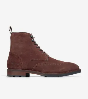 Cole Haan Men's Berkshire Lug Wingtip Boot Madeira Suede Scot WR C37582