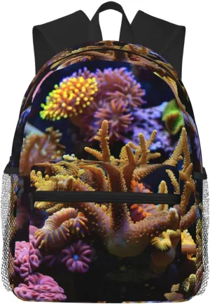 Coral Reef College Backpack For Women Men,Lightweight Travel Bag Backpack With Pockets for Women Men