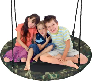 Costzon Tree Swing, 40 Inch Saucer Swing for Kids Outdoor, 700 lbs Weight Capacity Round Swing w/ 900D Waterproof Oxford Cloth, Adjustable Rope, Flying Swing for Backyard, Indoor & Outdoor Playground