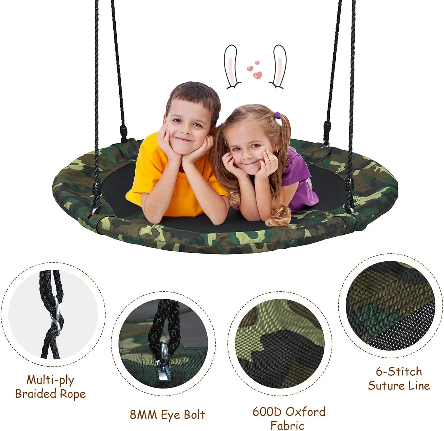 Costzon Tree Swing, 40 Inch Saucer Swing for Kids Outdoor, 700 lbs Weight Capacity Round Swing w/ 900D Waterproof Oxford Cloth, Adjustable Rope, Flying Swing for Backyard, Indoor & Outdoor Playground