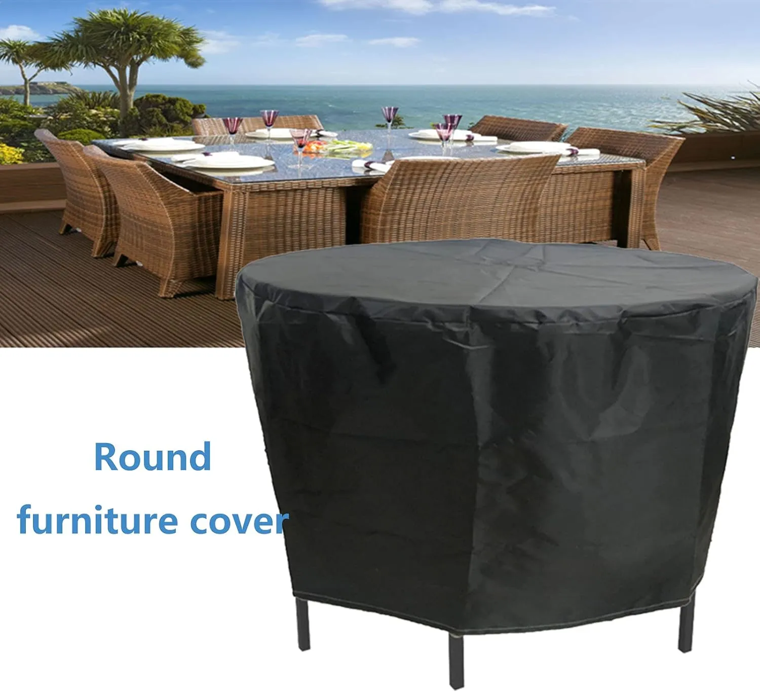 Cubierta Muebles Exterior 48x30in, Fundas para Muebles De Jardãn, Cubierta Redonda Mesa Jardín, Impermeable A Prueba Viento Anti-UV Patio Circular Exteriores, 420D Oxford
