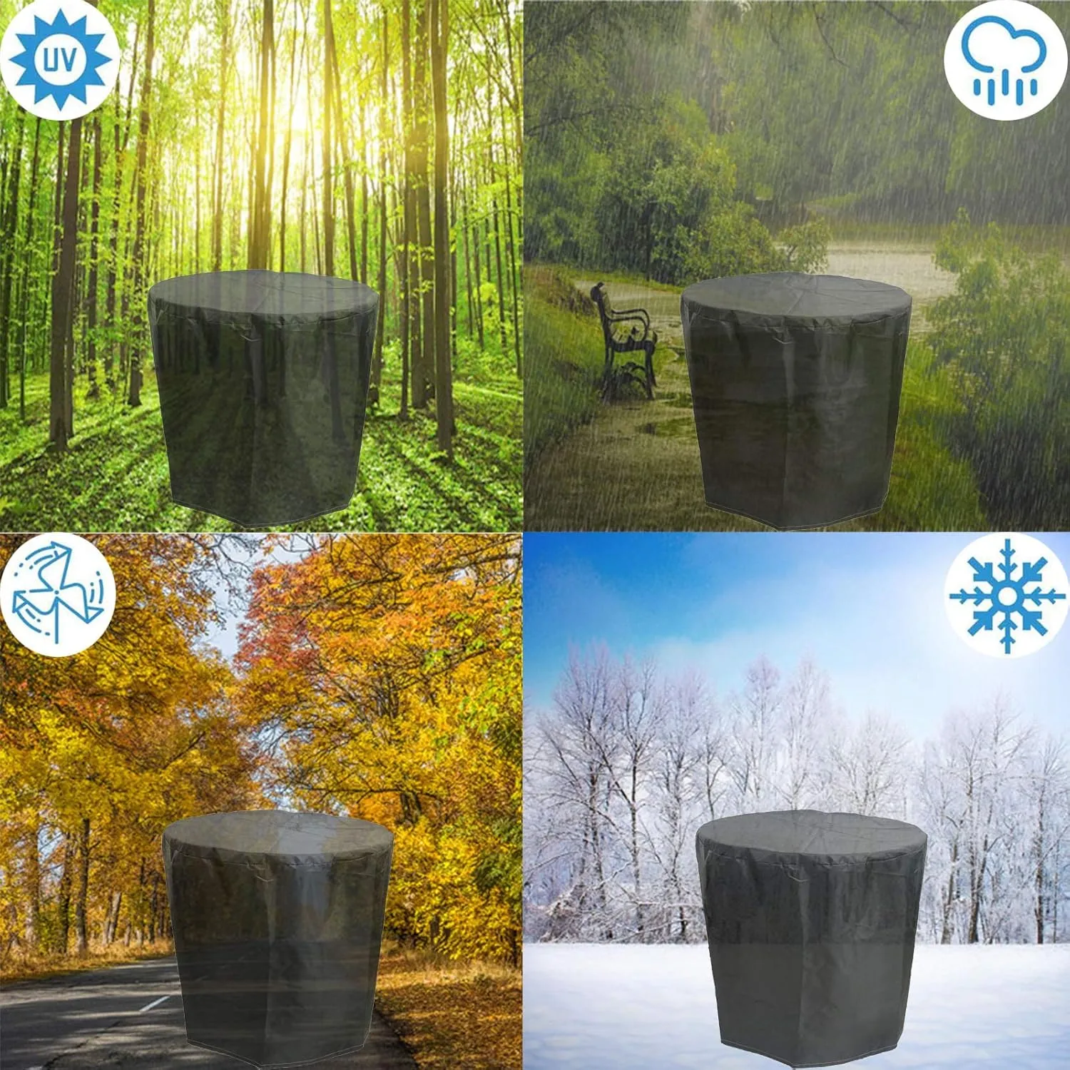 Cubierta Muebles Exterior 48x30in, Fundas para Muebles De Jardãn, Cubierta Redonda Mesa Jardín, Impermeable A Prueba Viento Anti-UV Patio Circular Exteriores, 420D Oxford