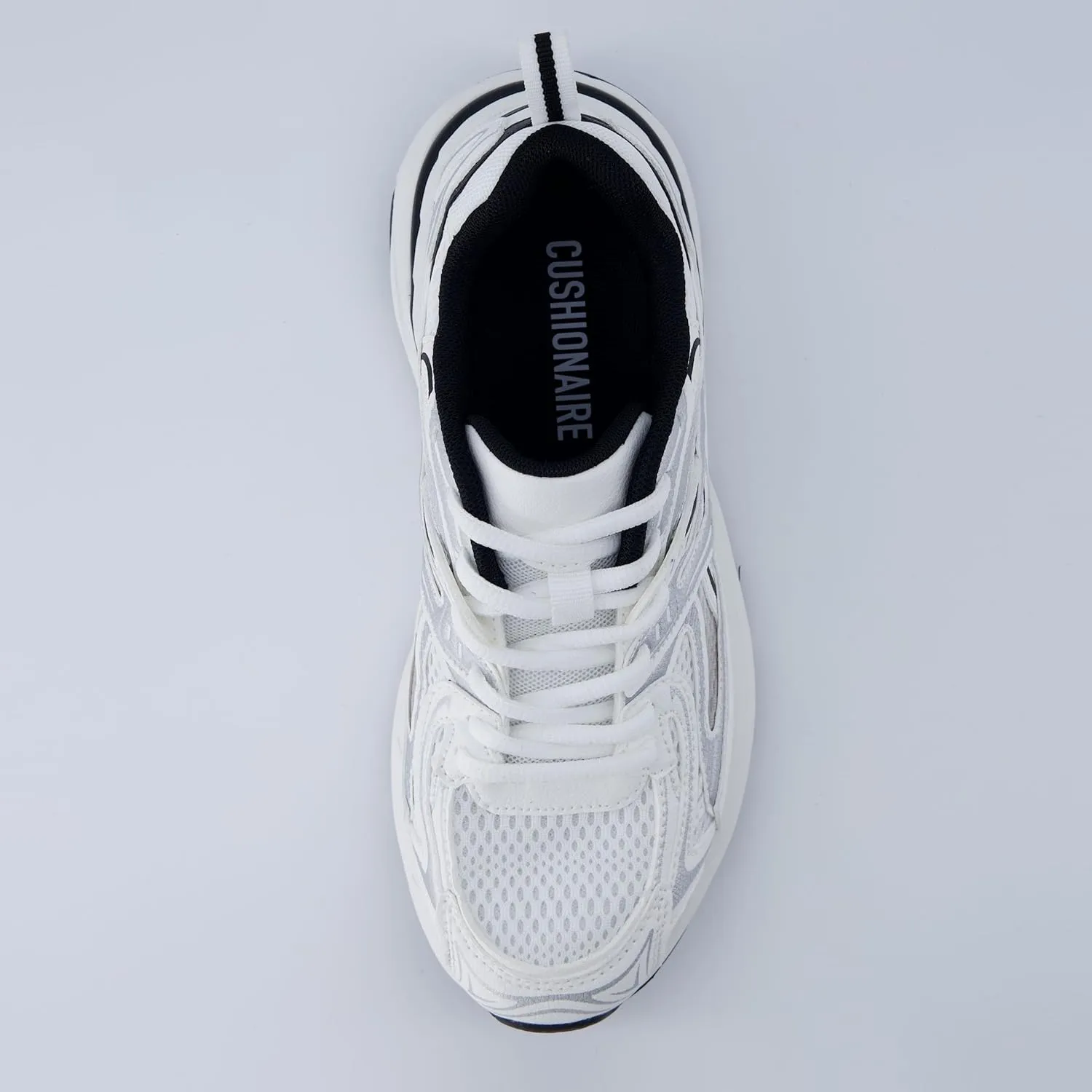 CUSHIONAIRE Sonic Women’s Comfortable Casual Walking Sneakers – Fabric & Vegan Leather Lace-Up Trainer   Memory Foam