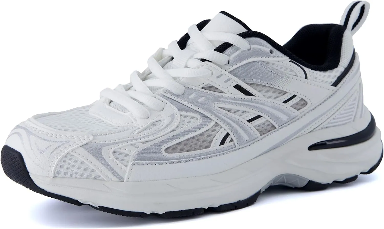 CUSHIONAIRE Sonic Women’s Comfortable Casual Walking Sneakers – Fabric & Vegan Leather Lace-Up Trainer   Memory Foam