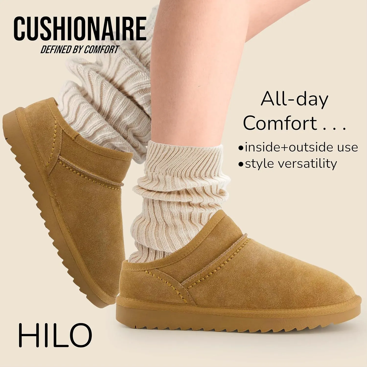 CUSHIONAIRE Women's Hilo Genuine Suede cozy mule  Memory Foam
