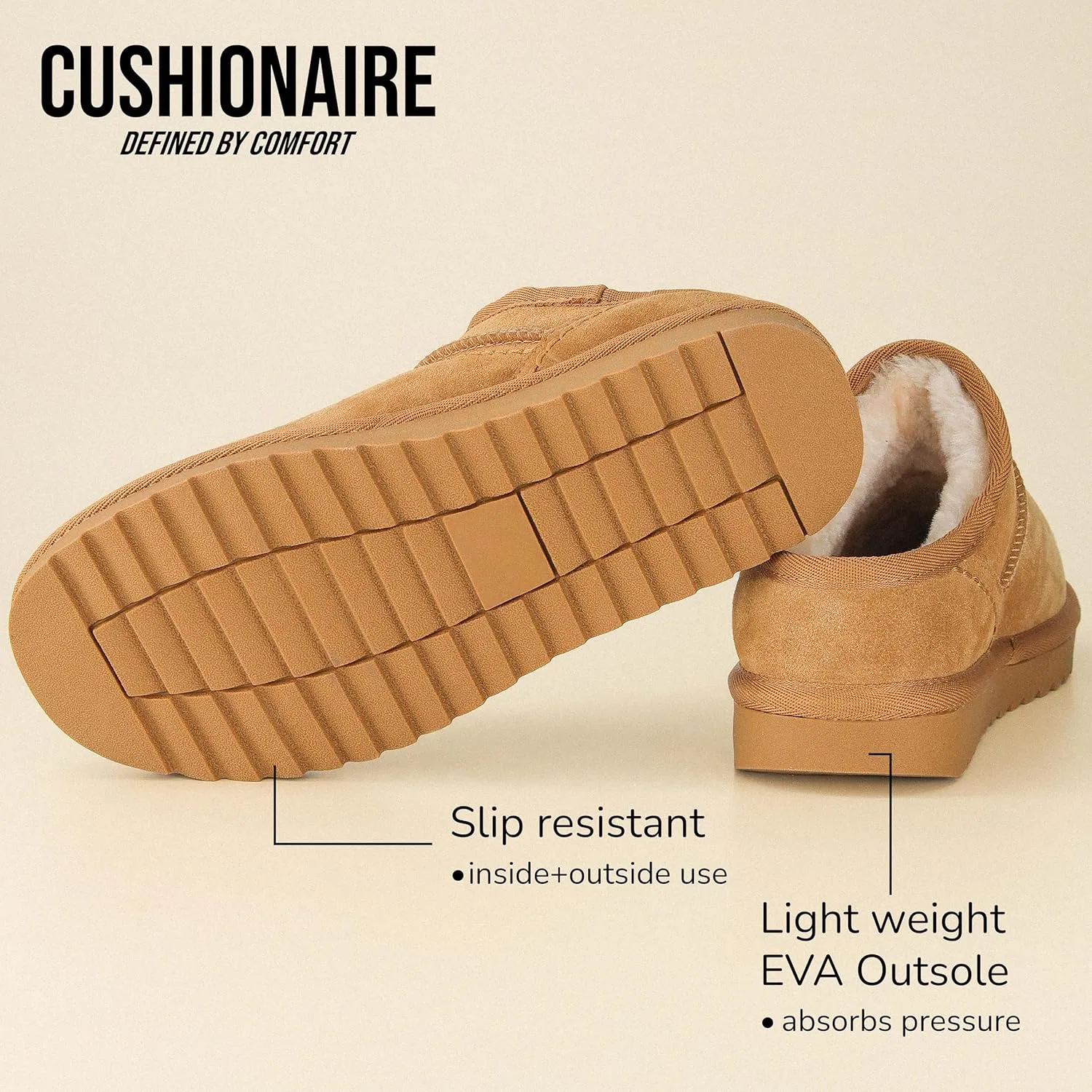 CUSHIONAIRE Women's Hilo Genuine Suede cozy mule  Memory Foam