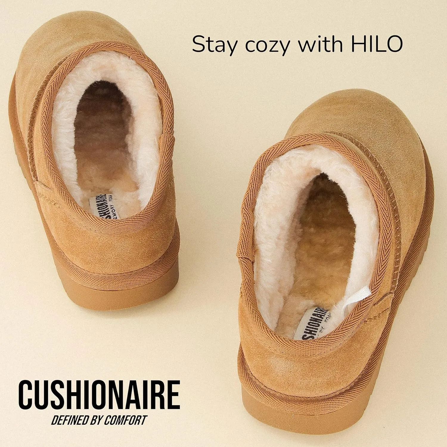 CUSHIONAIRE Women's Hilo Genuine Suede cozy mule  Memory Foam