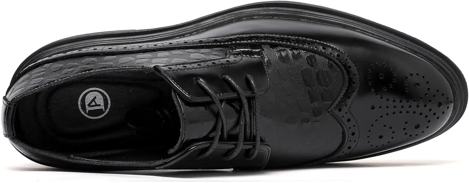 DADAWEN Men's Dress Shoes Classic Lace Up Wingtip Oxford Shoes Business Formal Shoes