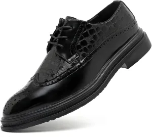 DADAWEN Men's Dress Shoes Classic Lace Up Wingtip Oxford Shoes Business Formal Shoes