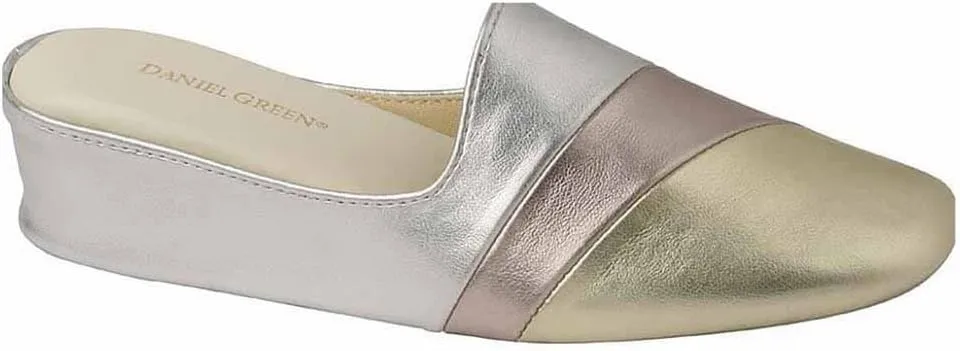 Daniel Green Womens Denise Metallic Slip On Mule Casual Slippers Casual - Gold, Silver