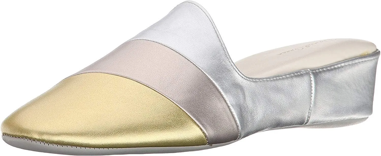 Daniel Green Womens Denise Metallic Slip On Mule Casual Slippers Casual - Gold, Silver