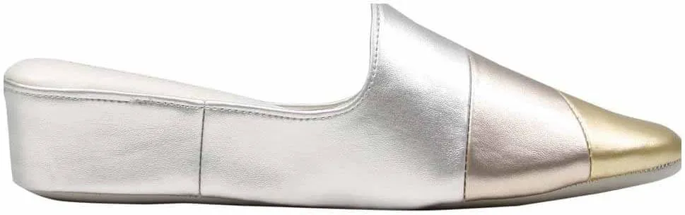 Daniel Green Womens Denise Metallic Slip On Mule Casual Slippers Casual - Gold, Silver
