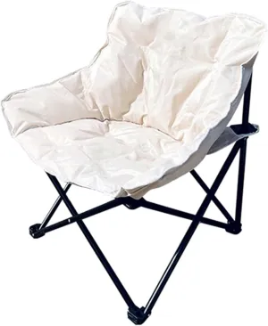 DELURA Oversized Camping Chairs Padded Moon Round Chair Saucer Recliner,Lawn Chairs with Side Pockets (Color : A)