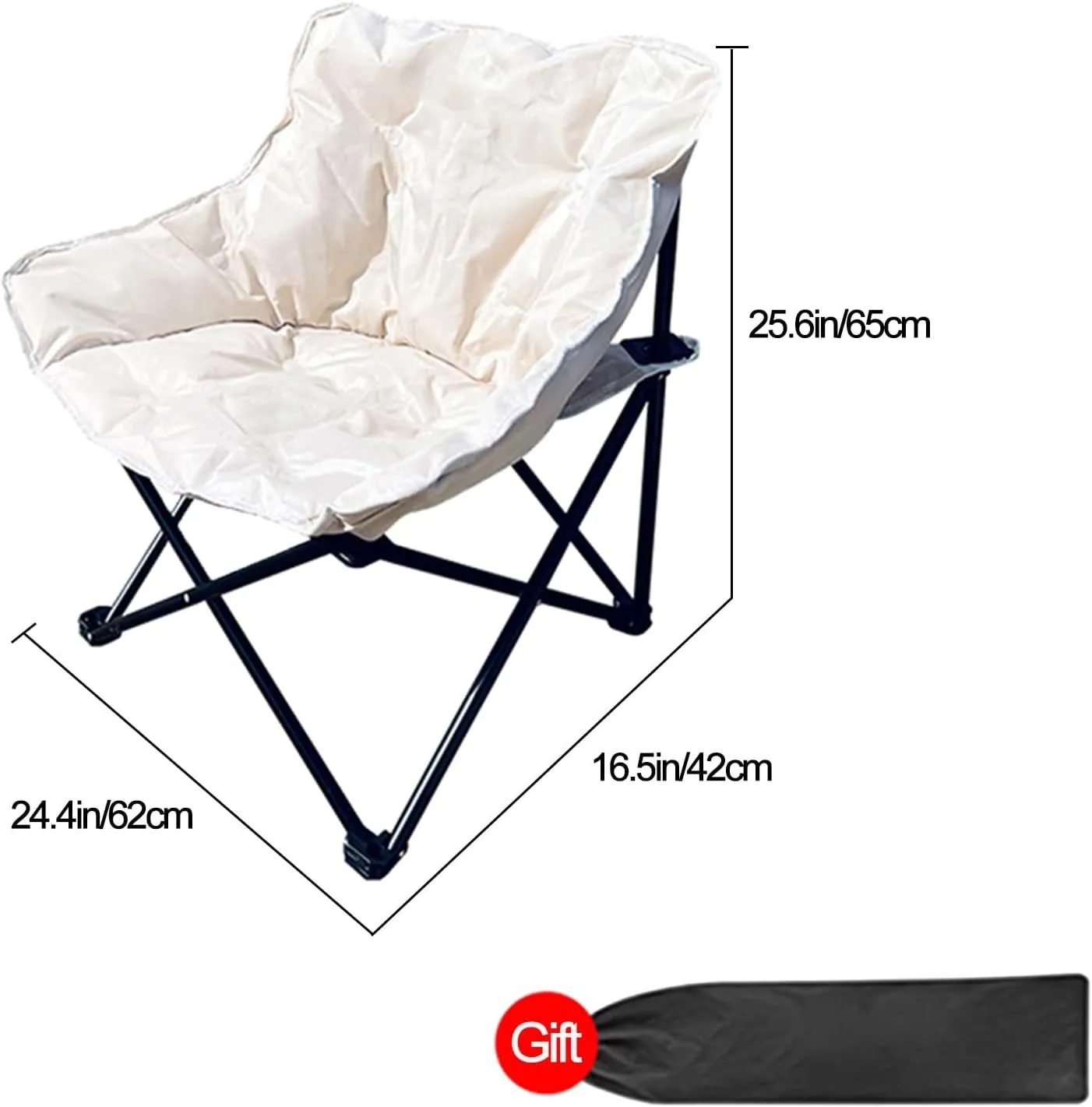 DELURA Oversized Camping Chairs Padded Moon Round Chair Saucer Recliner,Lawn Chairs with Side Pockets (Color : B)