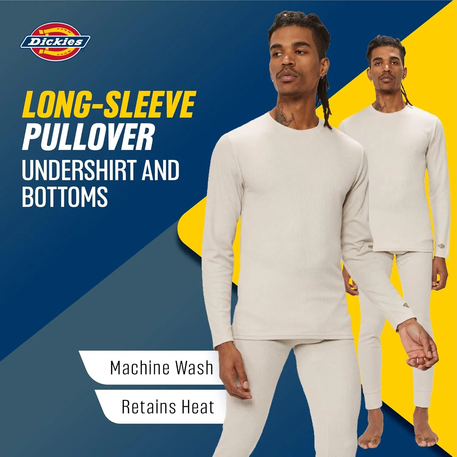Dickies Mens Long Johns Thermal Underwear Set, 2 Piece Cold Weather Base Layer Set for Men
