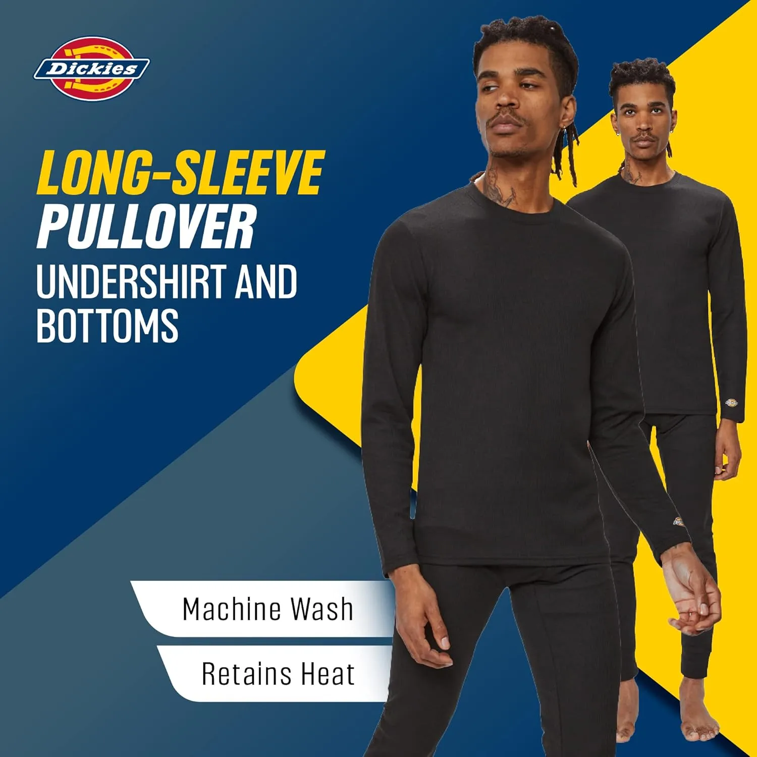 Dickies Mens Long Johns Thermal Underwear Set, 2 Piece Cold Weather Base Layer Set for Men
