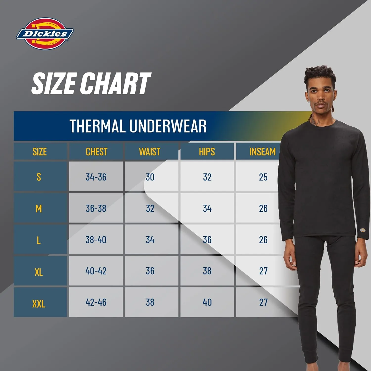 Dickies Mens Long Johns Thermal Underwear Set, 2 Piece Cold Weather Base Layer Set for Men