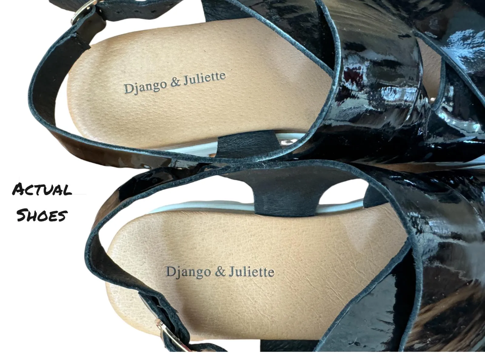 DJANGO & JULIETTE 40 Riku Patent Leather Black/White Platform Sandals AS NEW!