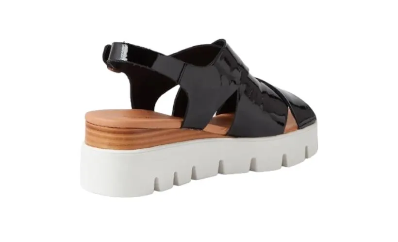 DJANGO & JULIETTE 40 Riku Patent Leather Black/White Platform Sandals AS NEW!