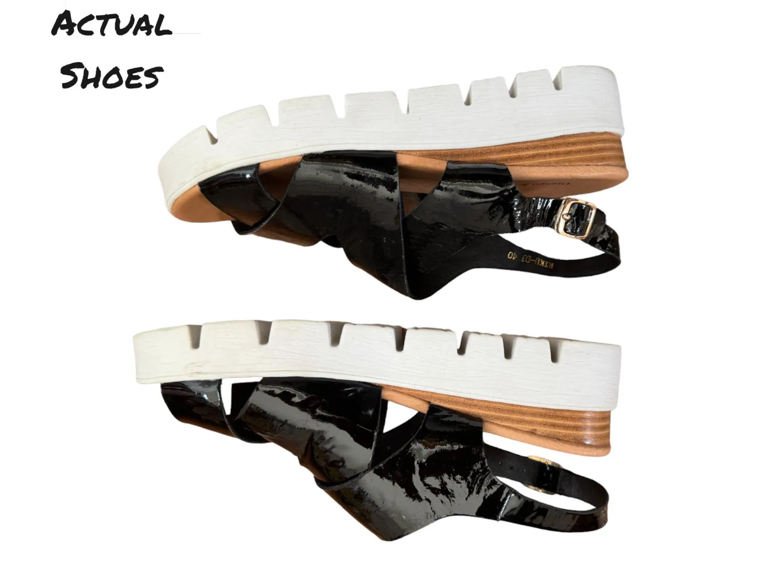 DJANGO & JULIETTE 40 Riku Patent Leather Black/White Platform Sandals AS NEW!