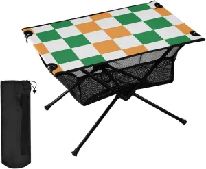 DOMIKING Checkboard Yellow Green Plaid Portable Camping Table Folding Picnic Tables with Carrying Storage Bag Beach Tables for Beach Camp Travel 23.6 * 15.6 * 15 in