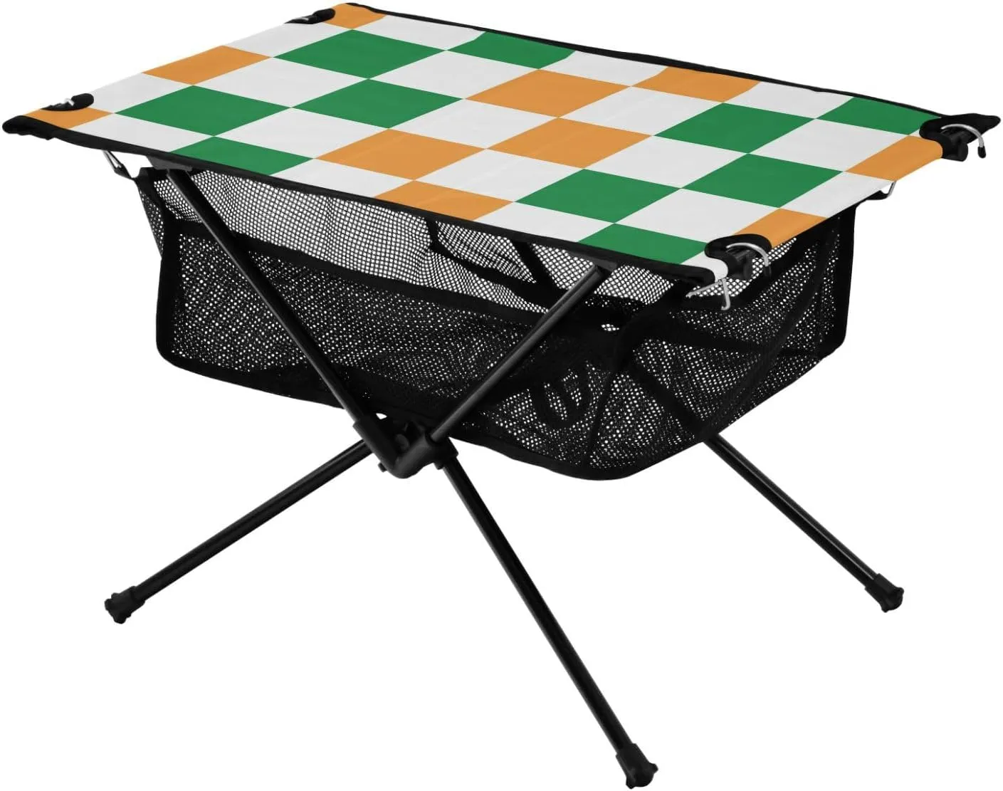 DOMIKING Checkboard Yellow Green Plaid Portable Camping Table Folding Picnic Tables with Carrying Storage Bag Beach Tables for Beach Camp Travel 23.6 * 15.6 * 15 in