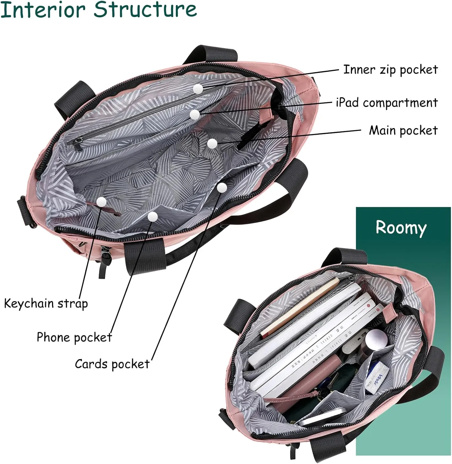 DOURR Light Nylon Shoulder Messenger Bag Casual Handbag Tote with Laptop Sleeve for College Work Travel