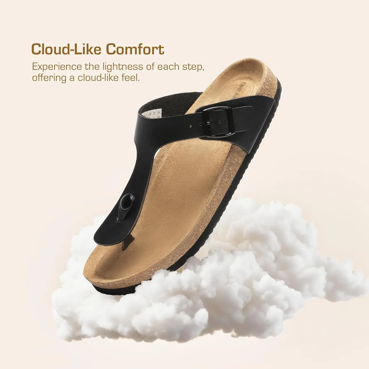 DREAM PAIRS Arch Support Thong Sandals for Women Casual Leather Flip Flops Dressy Slides with Soft Cork Footbed Adjustable Strap for Summer Beach Vacation